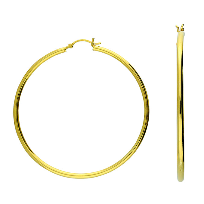 Yellow Gold Plated Silver Hoop Earrings