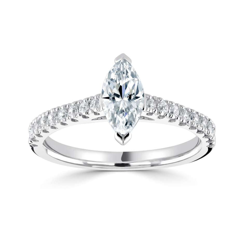 Two Claw Shoulder Set Marquise Cut Diamond Engagement Ring – Wongs ...